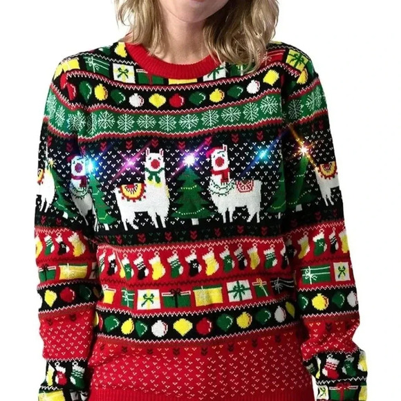 New, Size L, LED Ugly Christmas Sweater for Women, Unisex - Picture 3 of 3